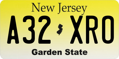 NJ license plate A32XRO