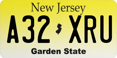 NJ license plate A32XRU