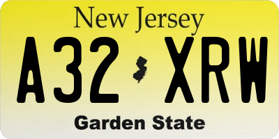 NJ license plate A32XRW
