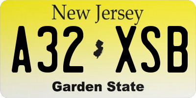 NJ license plate A32XSB