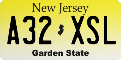 NJ license plate A32XSL