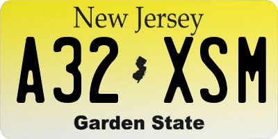 NJ license plate A32XSM