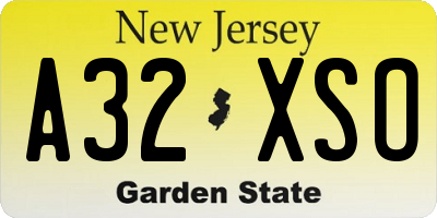 NJ license plate A32XSO