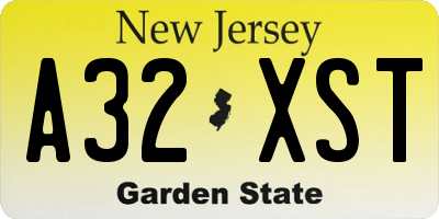 NJ license plate A32XST