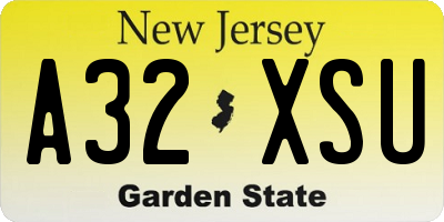 NJ license plate A32XSU