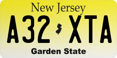 NJ license plate A32XTA