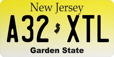 NJ license plate A32XTL