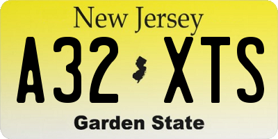 NJ license plate A32XTS