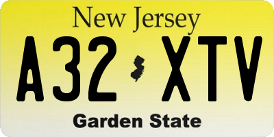 NJ license plate A32XTV