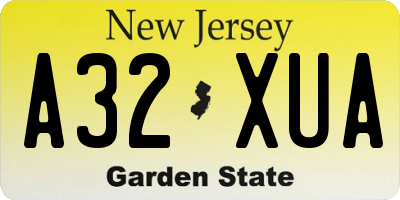 NJ license plate A32XUA