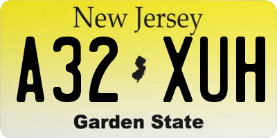NJ license plate A32XUH