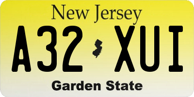 NJ license plate A32XUI