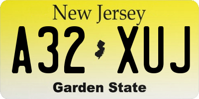 NJ license plate A32XUJ