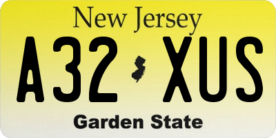 NJ license plate A32XUS