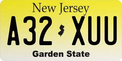NJ license plate A32XUU