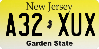 NJ license plate A32XUX
