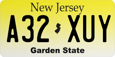 NJ license plate A32XUY
