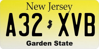 NJ license plate A32XVB
