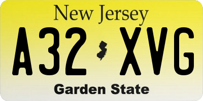 NJ license plate A32XVG