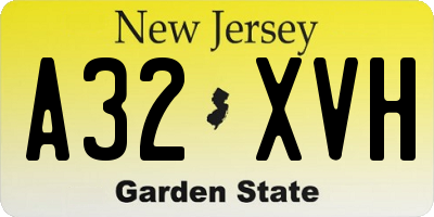 NJ license plate A32XVH