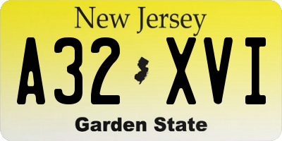 NJ license plate A32XVI