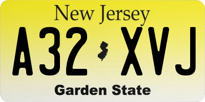 NJ license plate A32XVJ