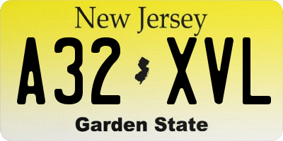 NJ license plate A32XVL