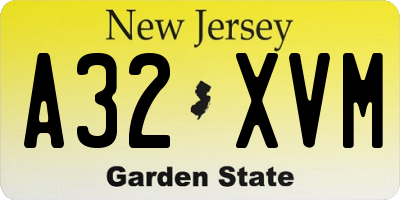 NJ license plate A32XVM