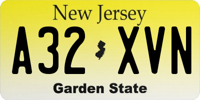 NJ license plate A32XVN