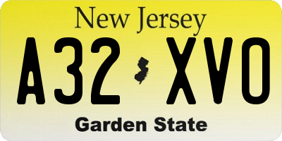 NJ license plate A32XVO