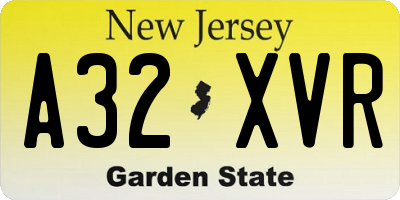 NJ license plate A32XVR