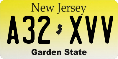 NJ license plate A32XVV
