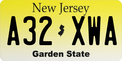 NJ license plate A32XWA