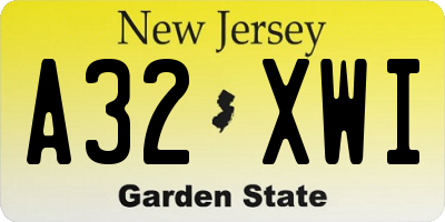 NJ license plate A32XWI