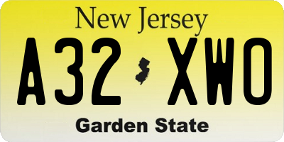 NJ license plate A32XWO