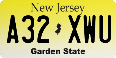 NJ license plate A32XWU