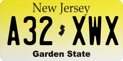 NJ license plate A32XWX