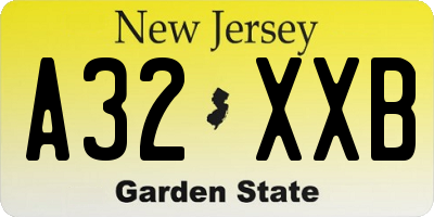 NJ license plate A32XXB