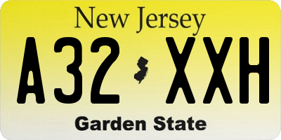 NJ license plate A32XXH