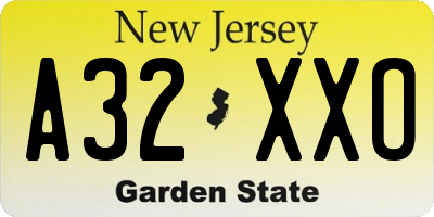 NJ license plate A32XXO