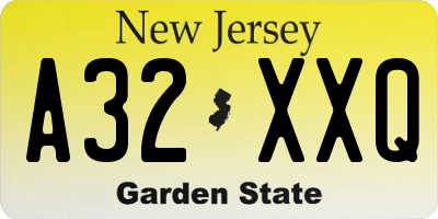 NJ license plate A32XXQ