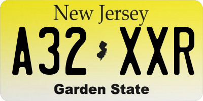 NJ license plate A32XXR