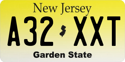 NJ license plate A32XXT