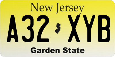 NJ license plate A32XYB
