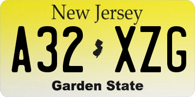NJ license plate A32XZG