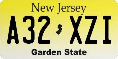NJ license plate A32XZI