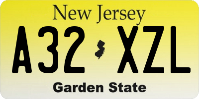 NJ license plate A32XZL