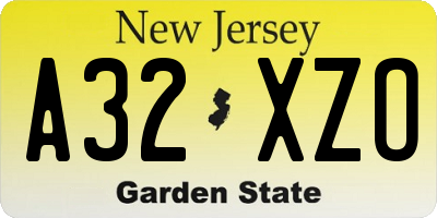 NJ license plate A32XZO