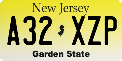 NJ license plate A32XZP
