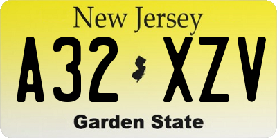 NJ license plate A32XZV